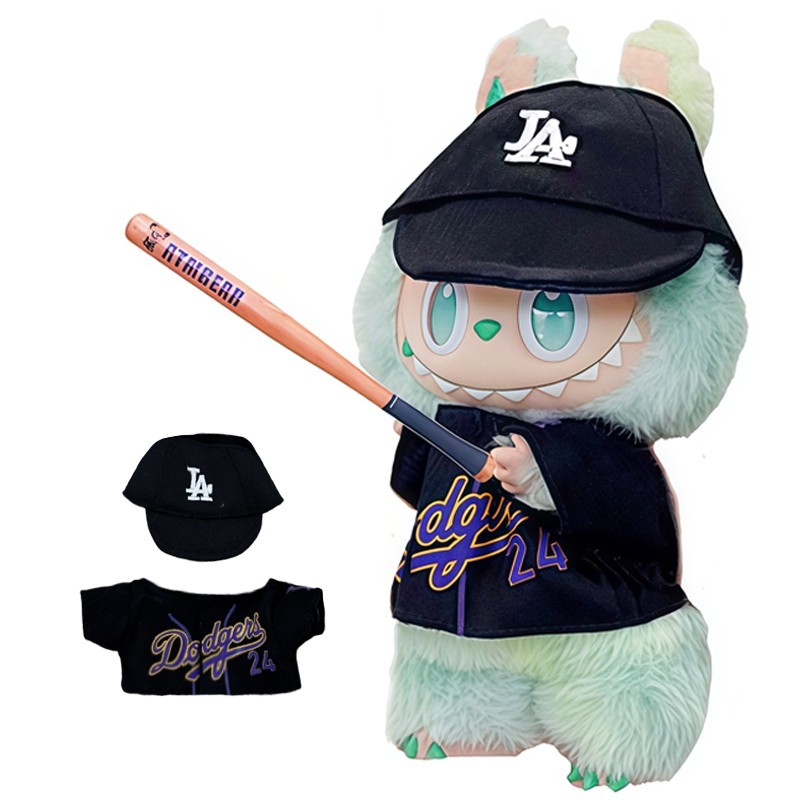 MLB棒球帽套装，洛杉矶道奇队24号棒球球衣，适合Labubu或17cm Doll