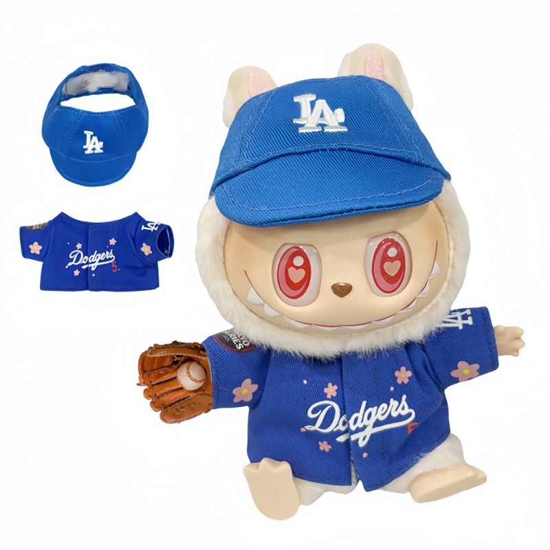 MLB棒球帽套装，洛杉矶道奇队5号棒球球衣（Cherry Blossom Edition）适合Labubu或17厘米