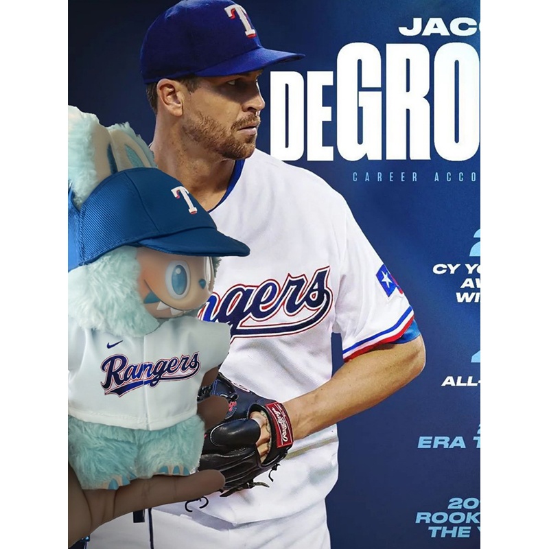 新设计MLB棒球帽套件，与德克萨斯游骑兵相同 - 适合Labubu或17cm Doll